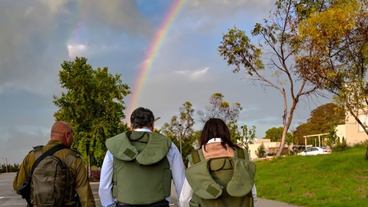 McCormick in Israel with rainbow