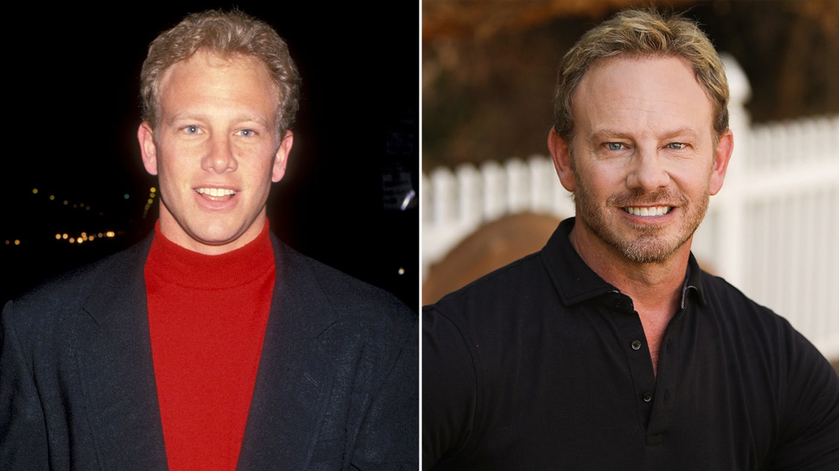 Ian Ziering in the 90s side by side a recent close up of Ian Ziering