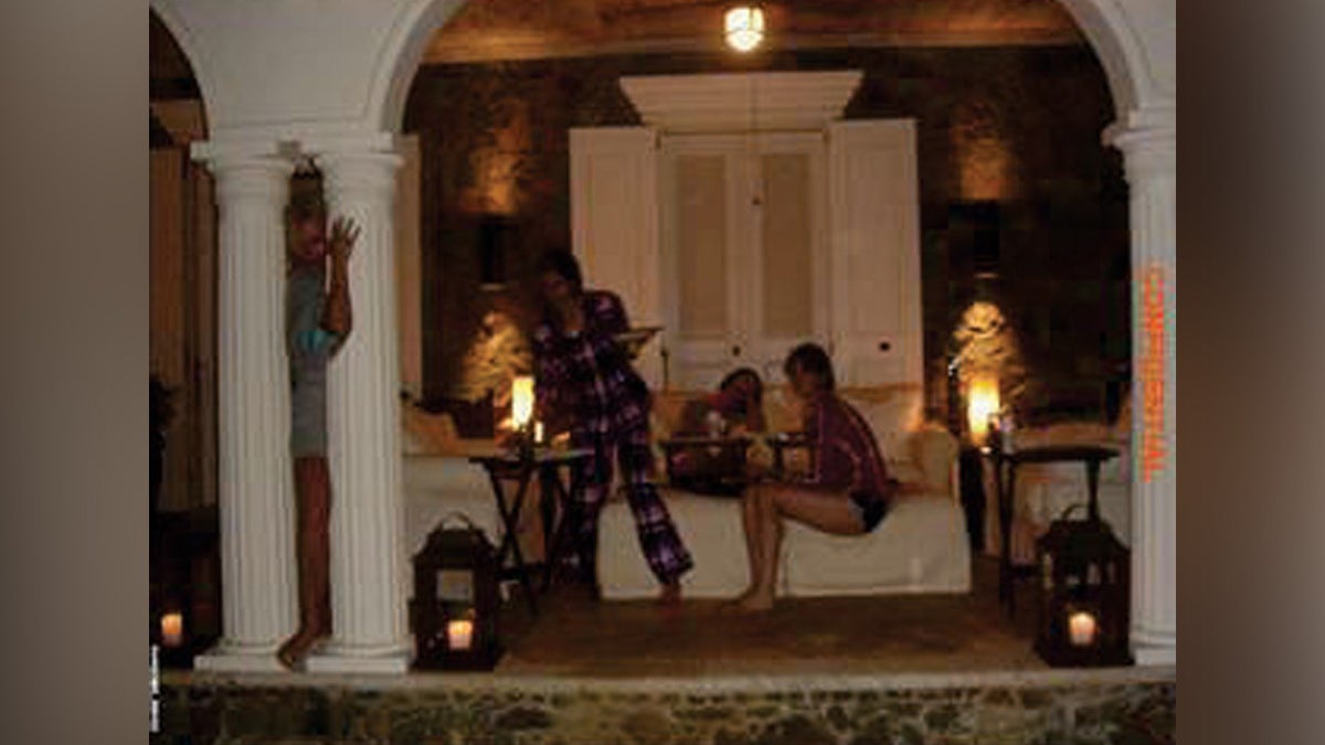 Girls pictured at Little St James Island