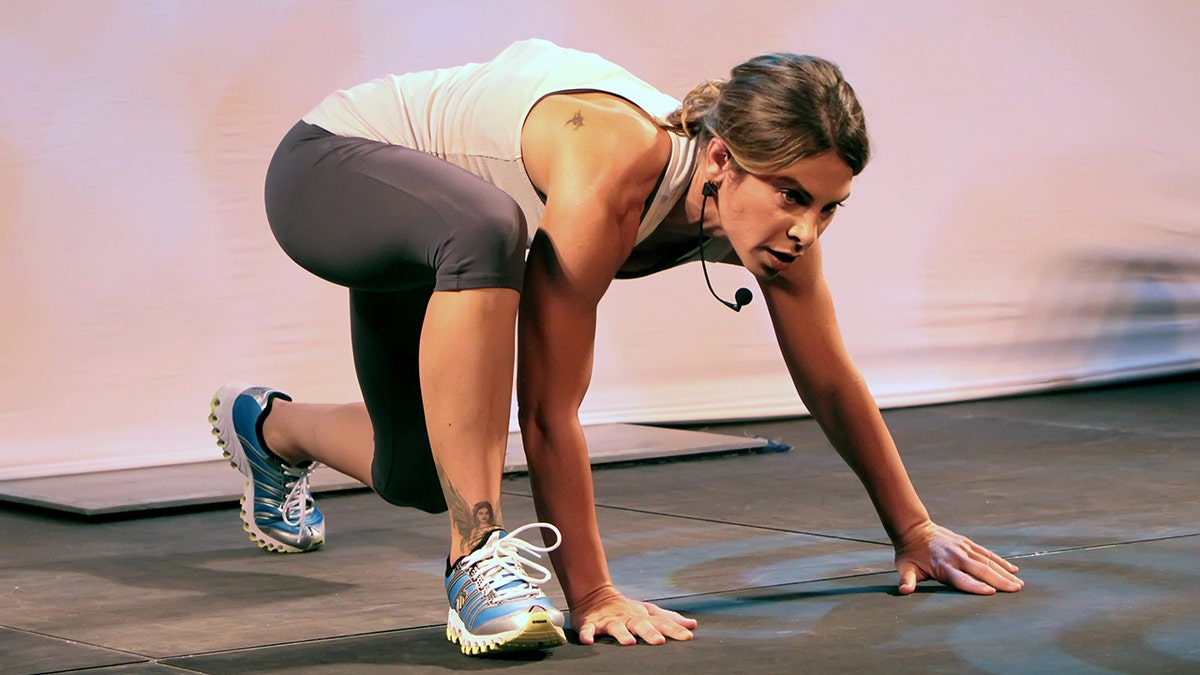 Jillian Michaels doing a workout move