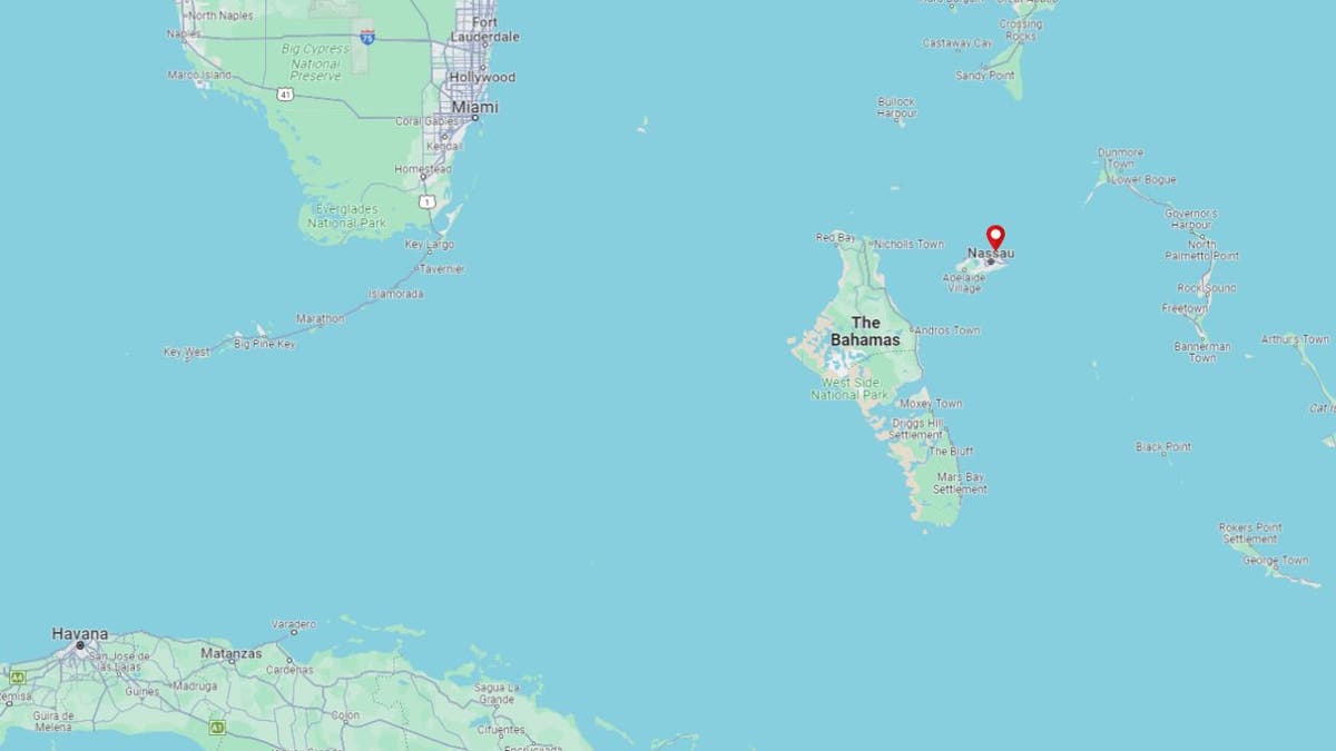 A map pinpointing the Bahamas