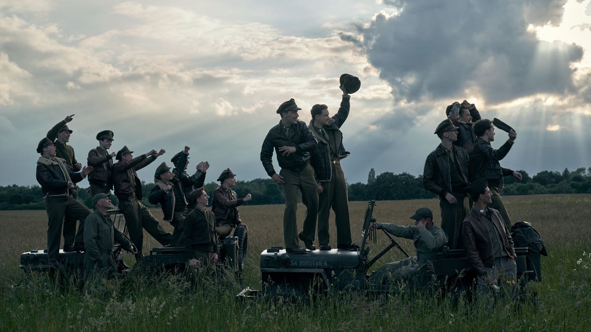 soldiers in a field in masters of the air