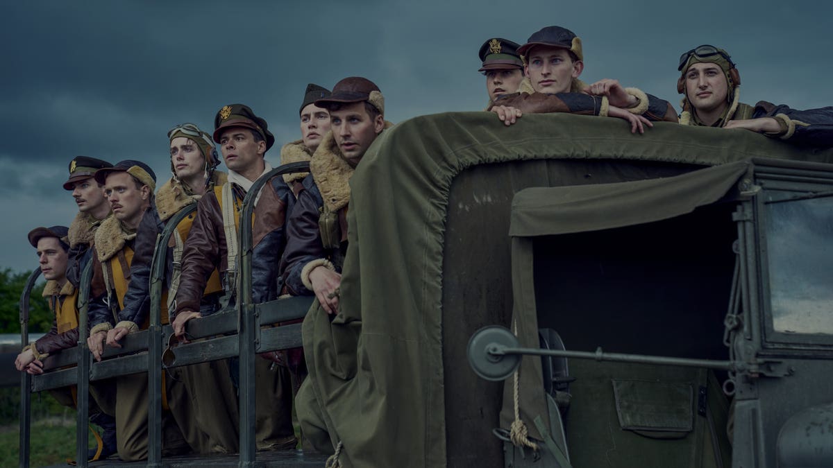 soldiers riding a truck in masters of the air
