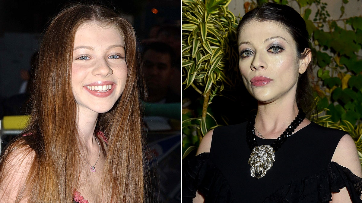 Side by side photos of Michelle Trachtenberg in 2001 and 2023