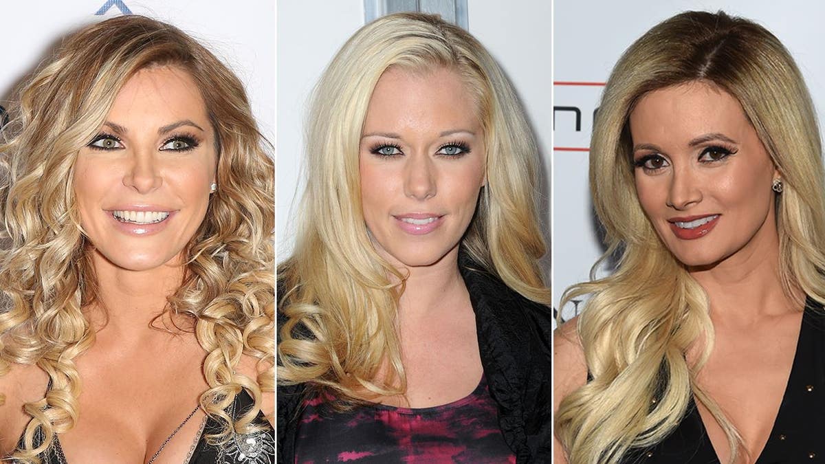 A split of Crystal Hefner, Kendra Wilkinson and Holly Madison