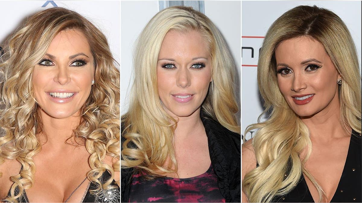 A split of Crystal Hefner, Kendra Wilkinson and Holly Madison