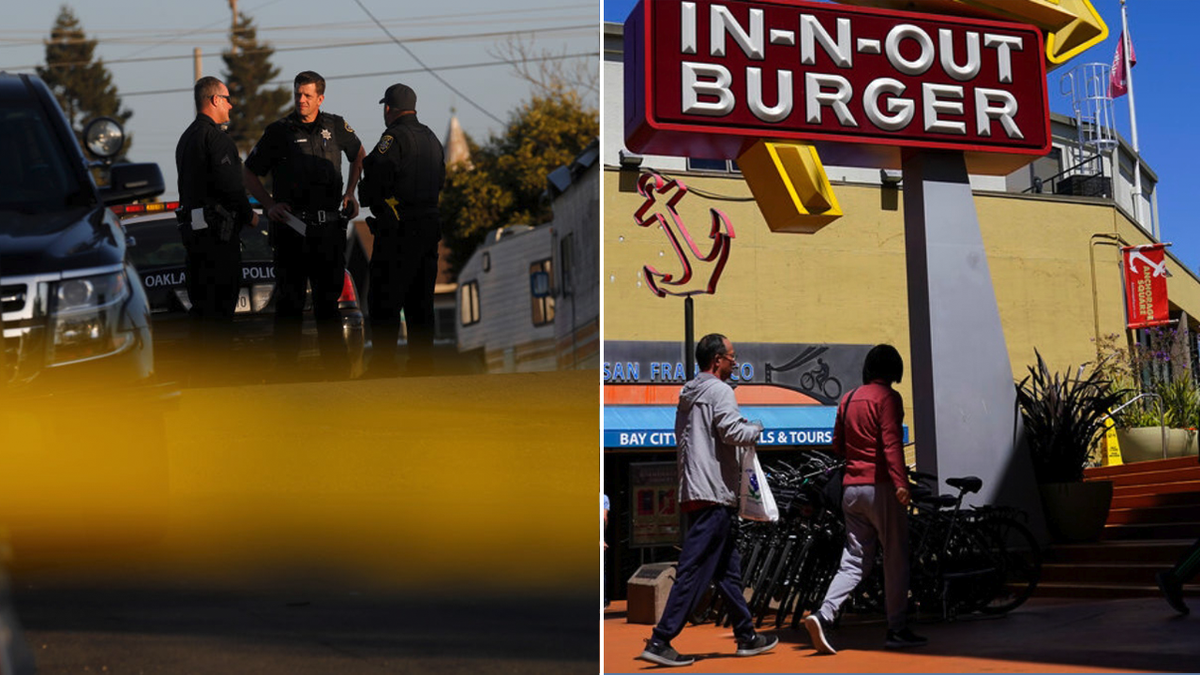 Oakland police and In-N-Out split image