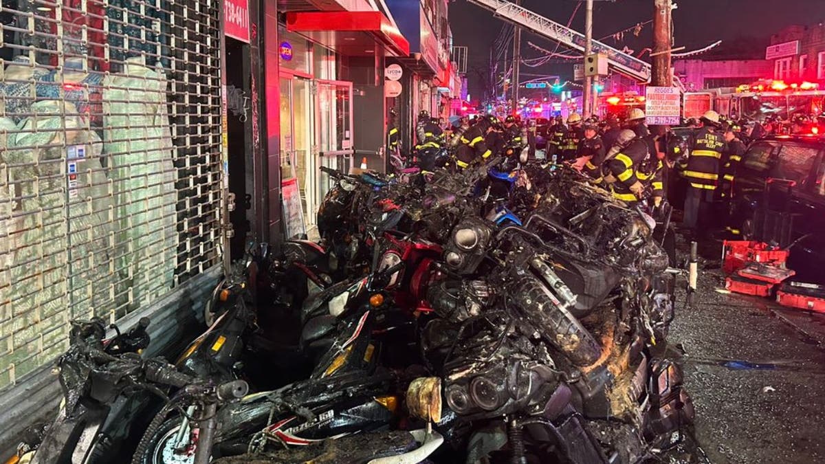 E bike battery explodes burns out NYC store video Fox News