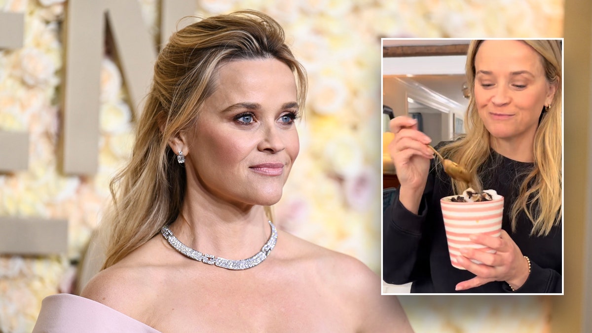 Reese Witherspoon eating snow