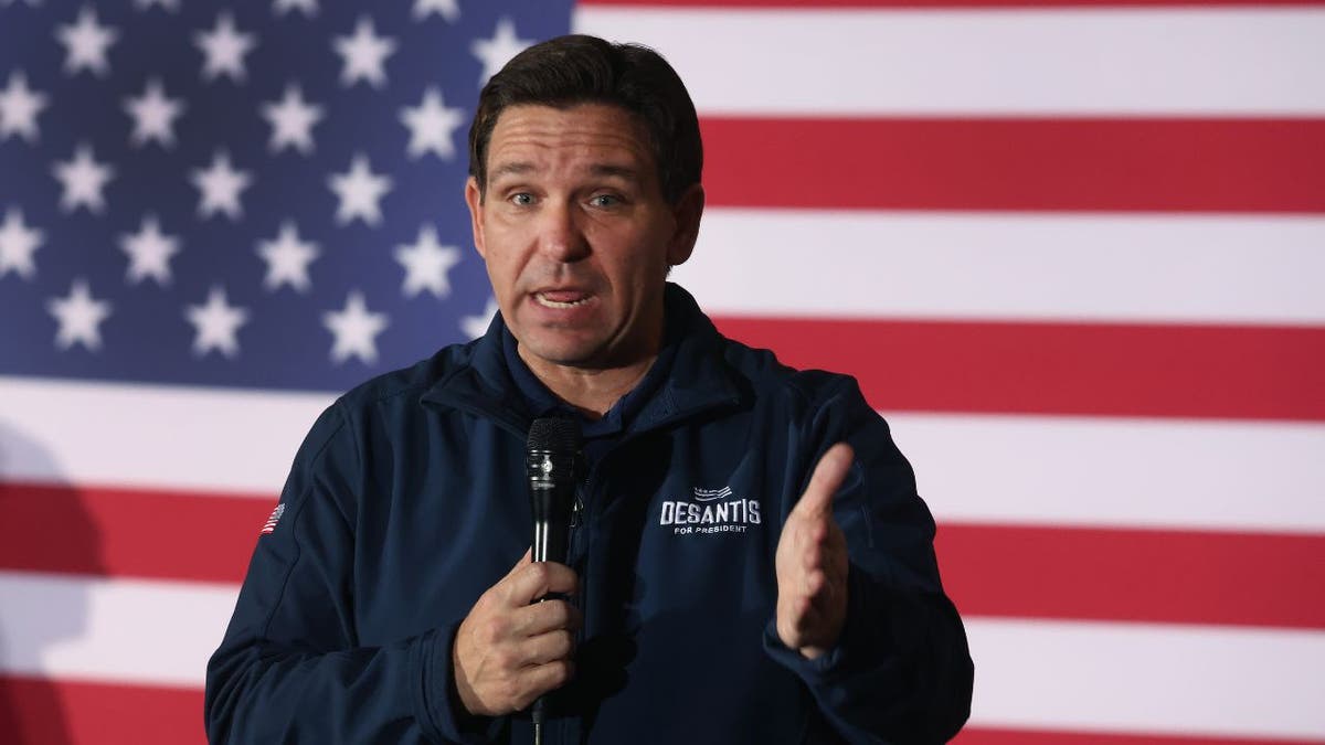 Republican presidential candidate Florida Governor Ron DeSantis speaking