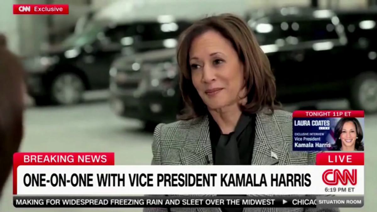 Vice President Kamala Harris and CNN reporter Laura Coates