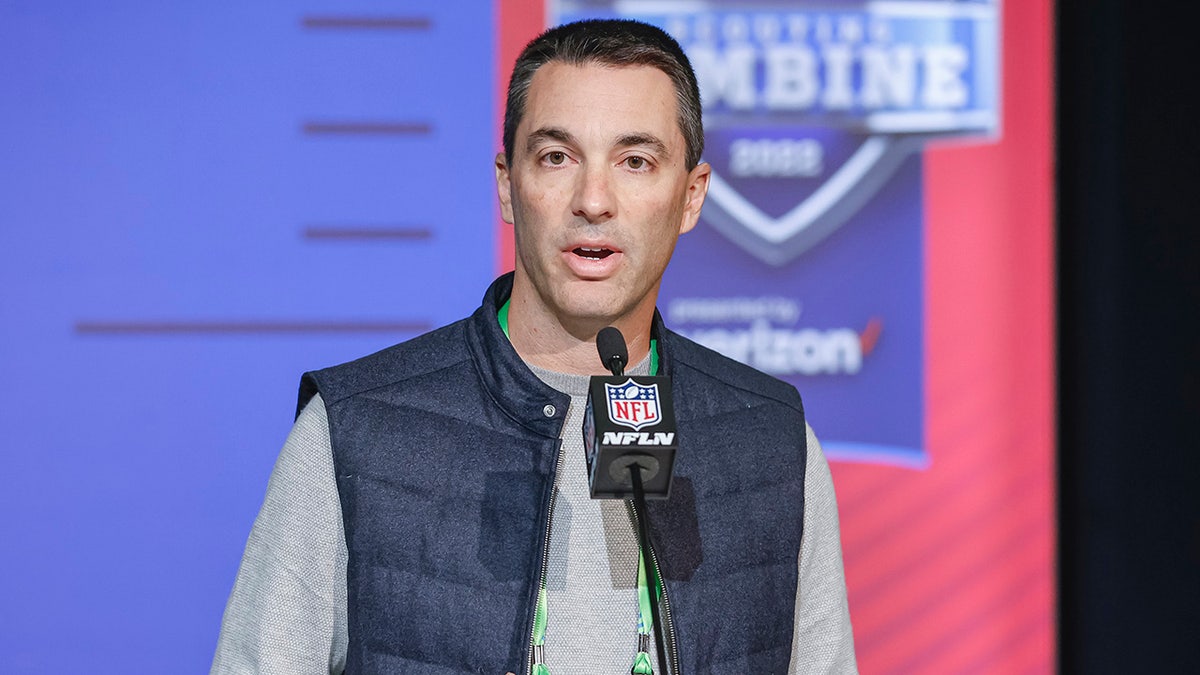 Tom Telesco talks at NFL Draft Combine