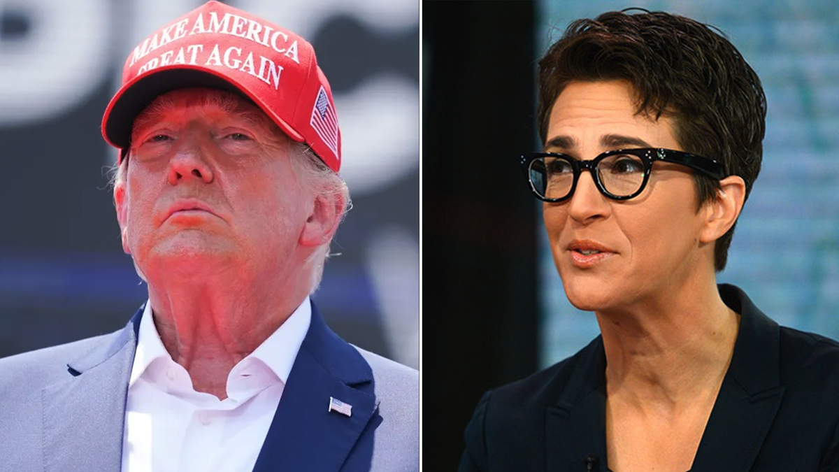 Former President Trump and MSNBC host Rachel Maddow split image