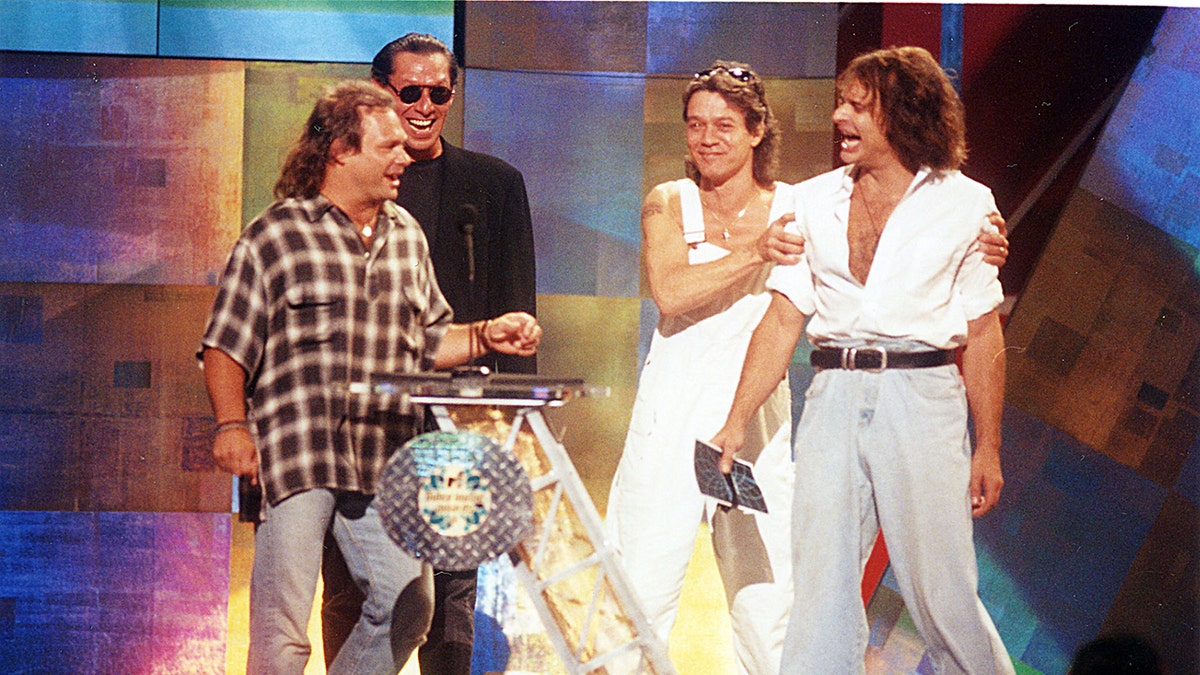 Alex Van Halen, Eddie Van Halen, David Lee Roth and Michael Anthony at the 1996 MTV Video Music Awards
