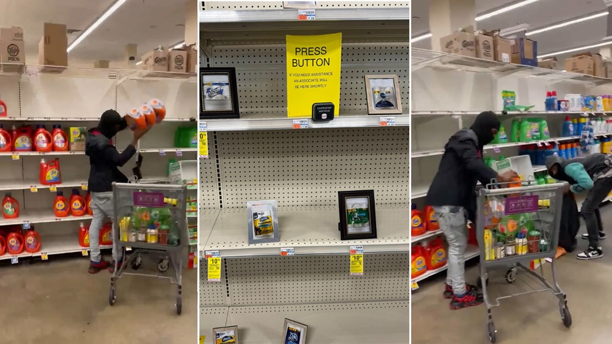 Pictures of bare store shelves