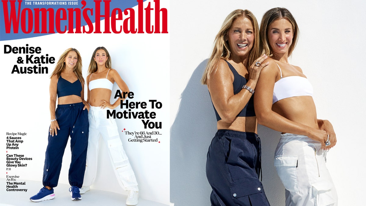 Denise Austin and Katie Austin flash their abs on the cover of Women's Health