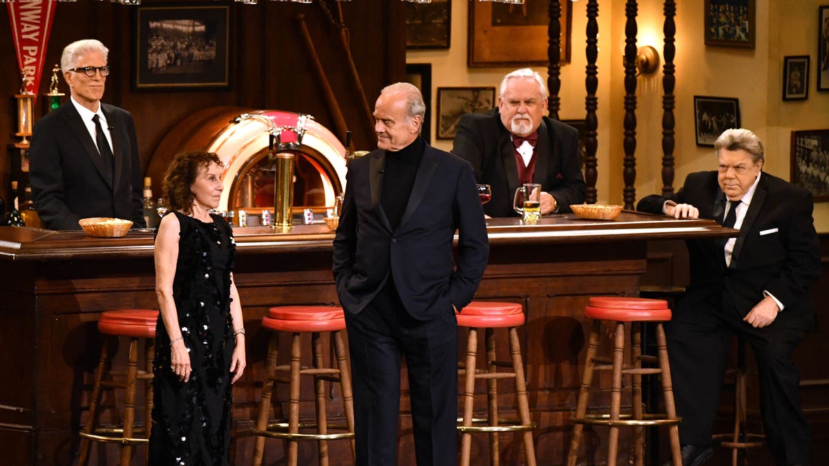 cheers cast reunion on stage at emmys