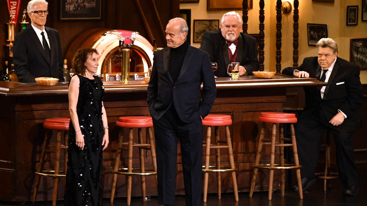 cheers cast reunion on stage at emmys