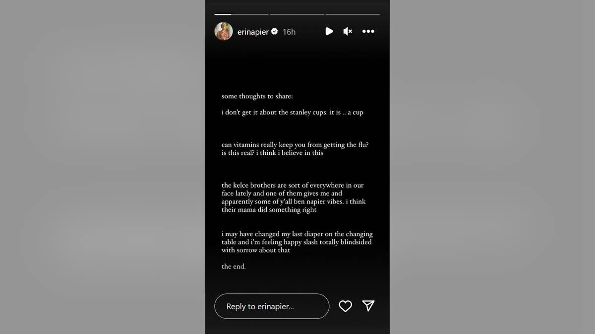 Captura de tela da história de Erin Napier no Instagram