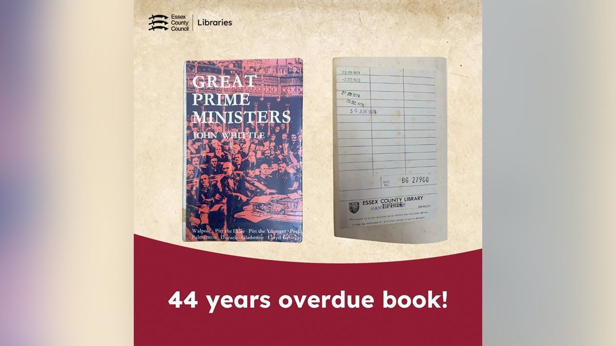 Book On Prime Ministers Is Returned To English Library 44 Years Late   Essex Libraries 