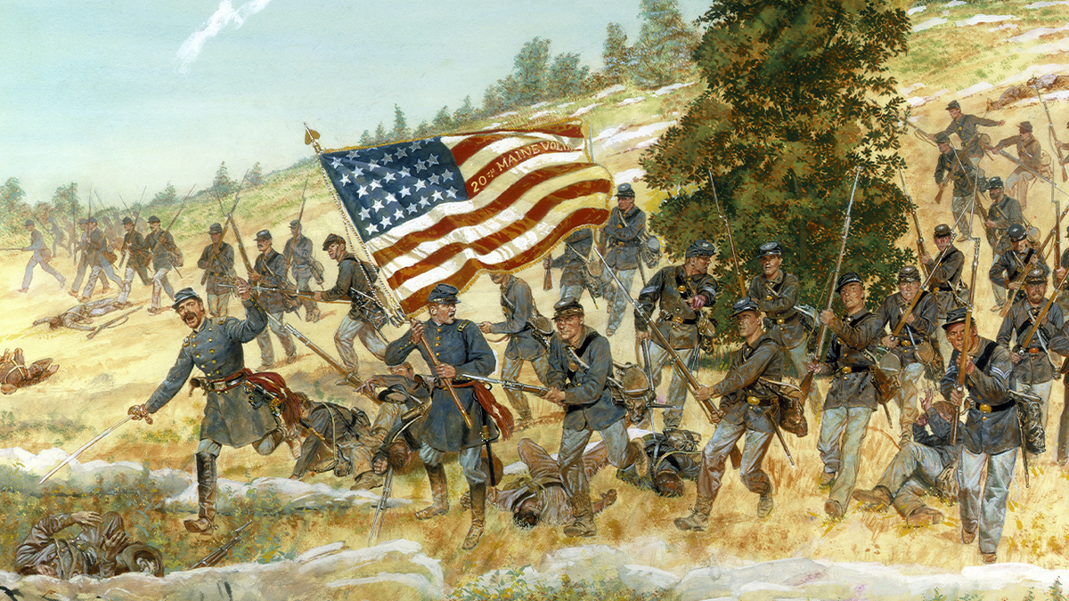 Oil painting of Gettysburg battle