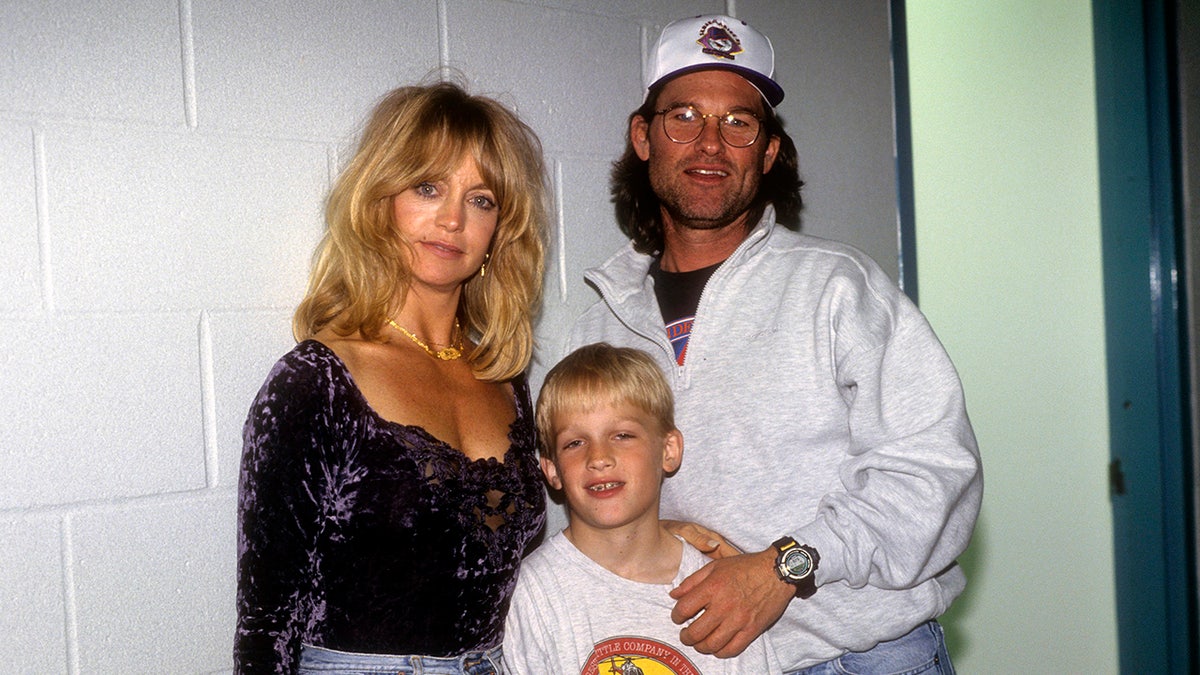 A young Wyatt Russell with Kurt Russell and Goldie Hawn