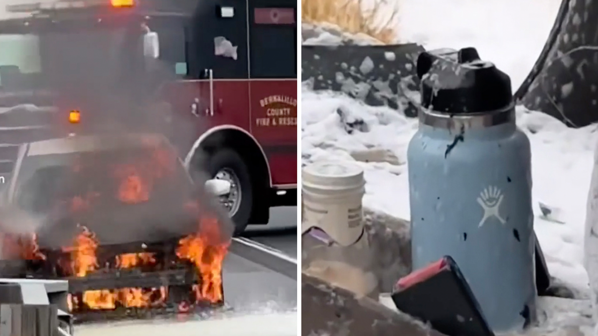 Hydro Flask and car on fire