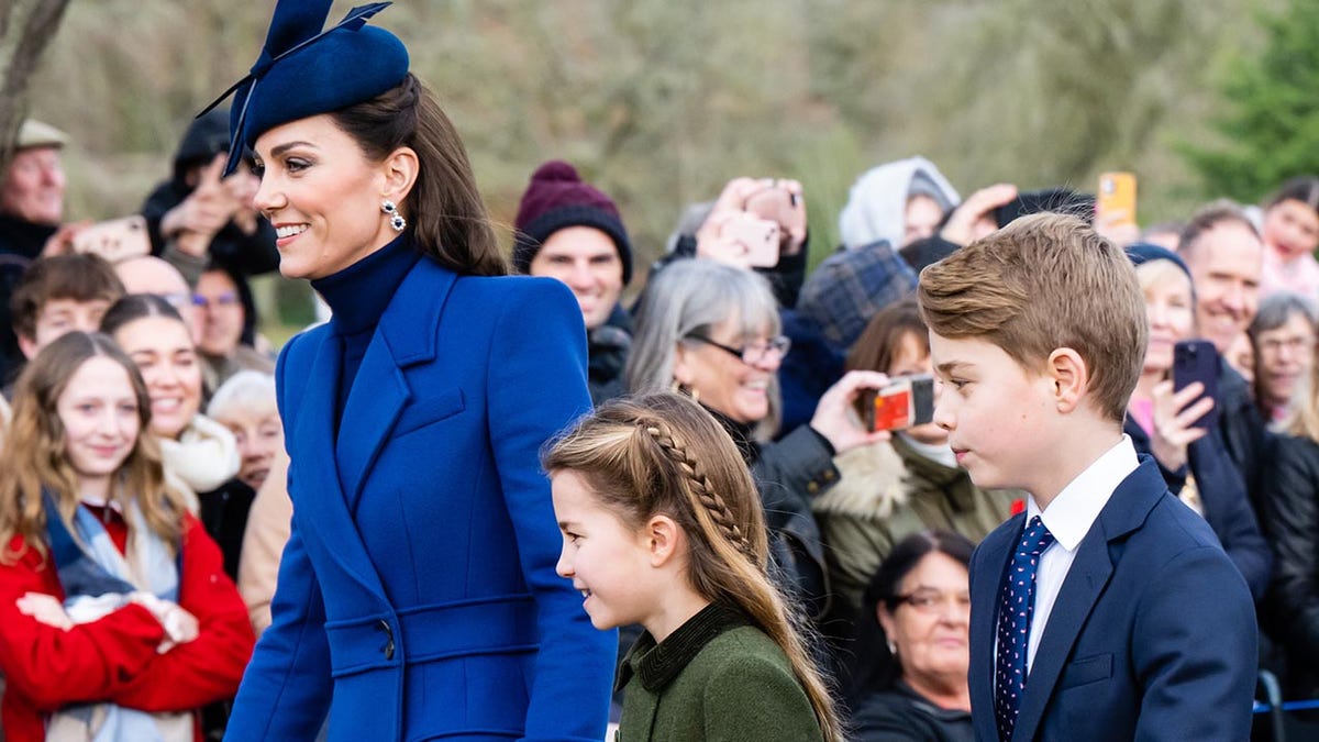 Kate Middleton walking to church with her kids