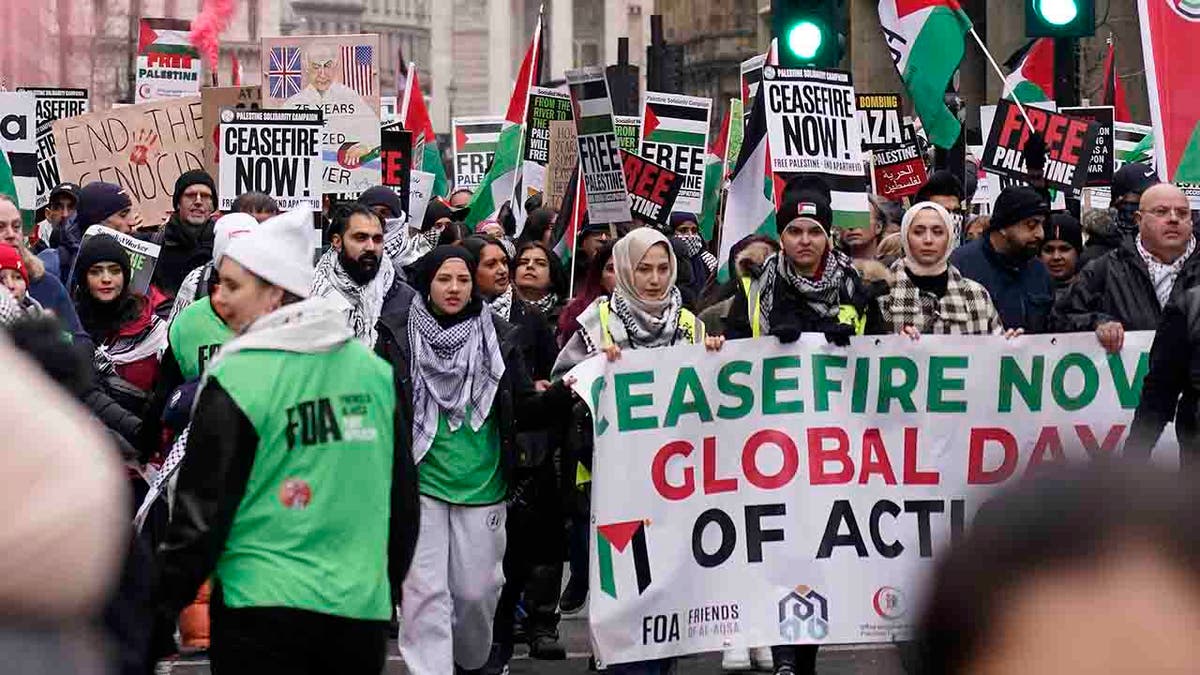 pro-Palestinian protesters marching