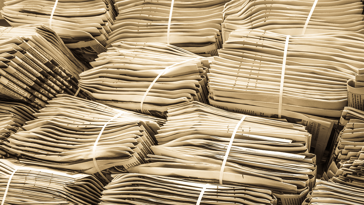 stacks of newspapers