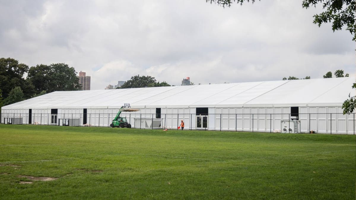 The Randall's Island migrant shelter 