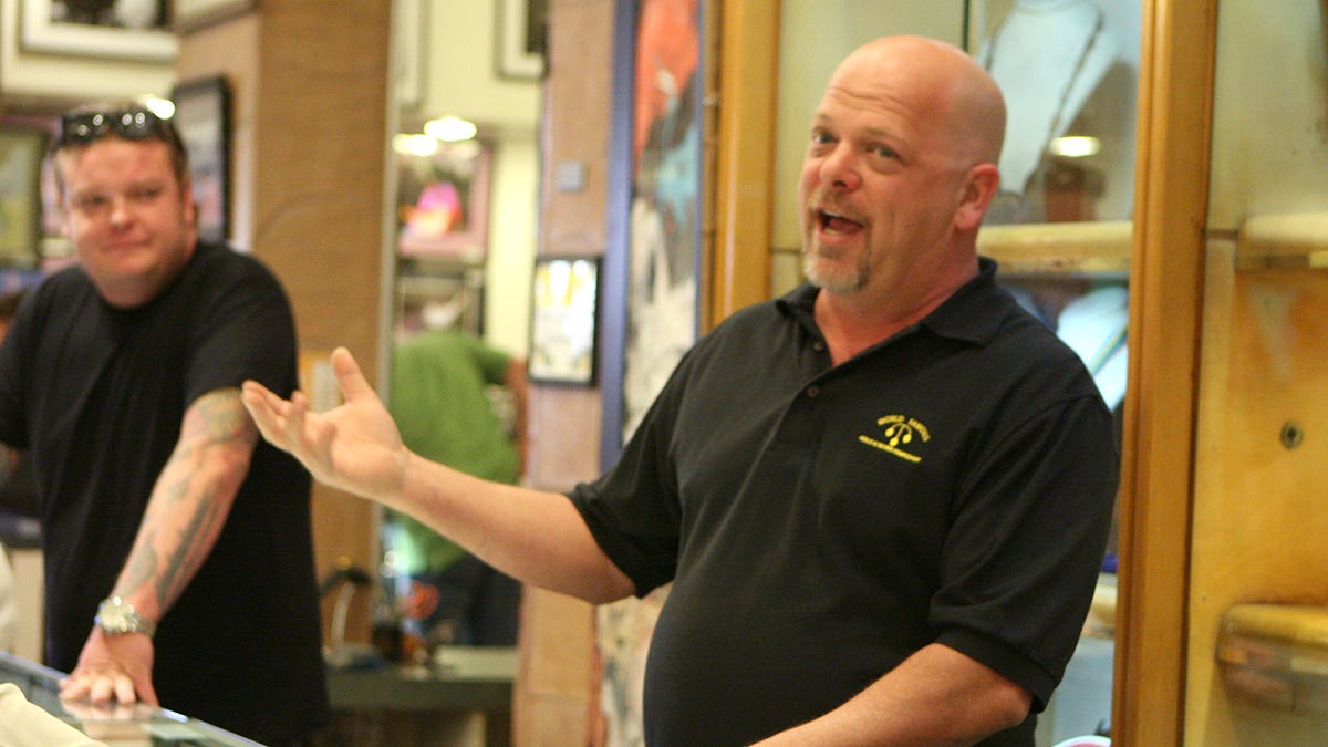 Rick Harrison chats inside his pawn shop in Las Vegas