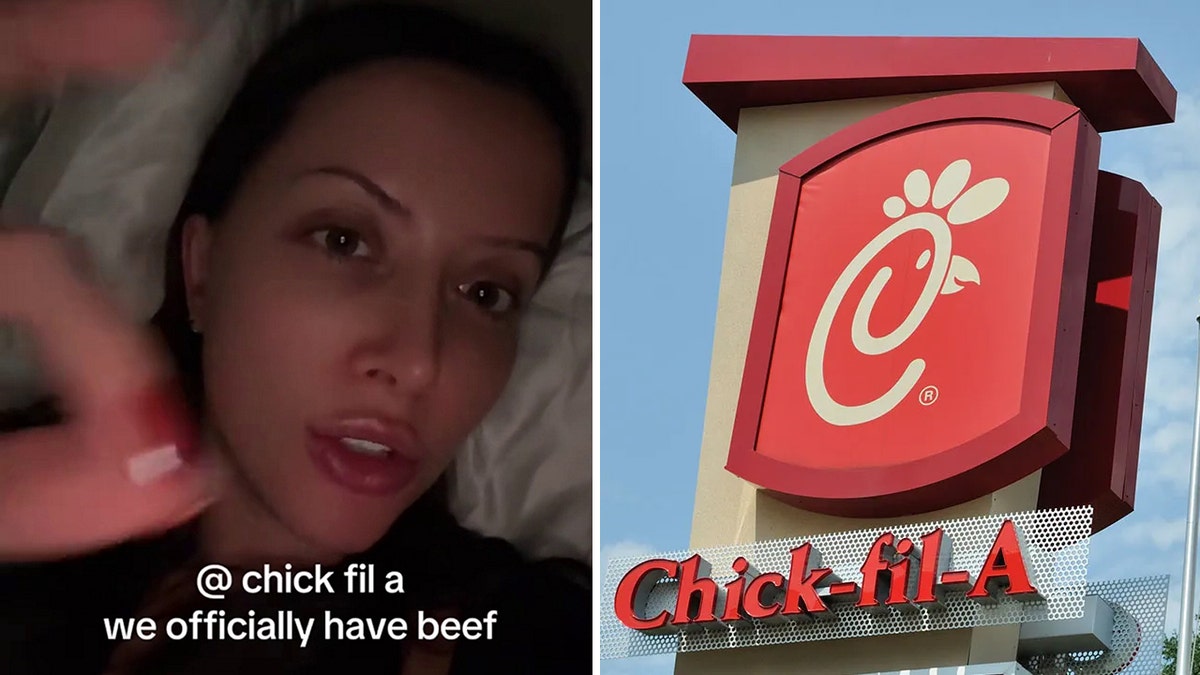 Nicole Smith and Chick-fil-A sign