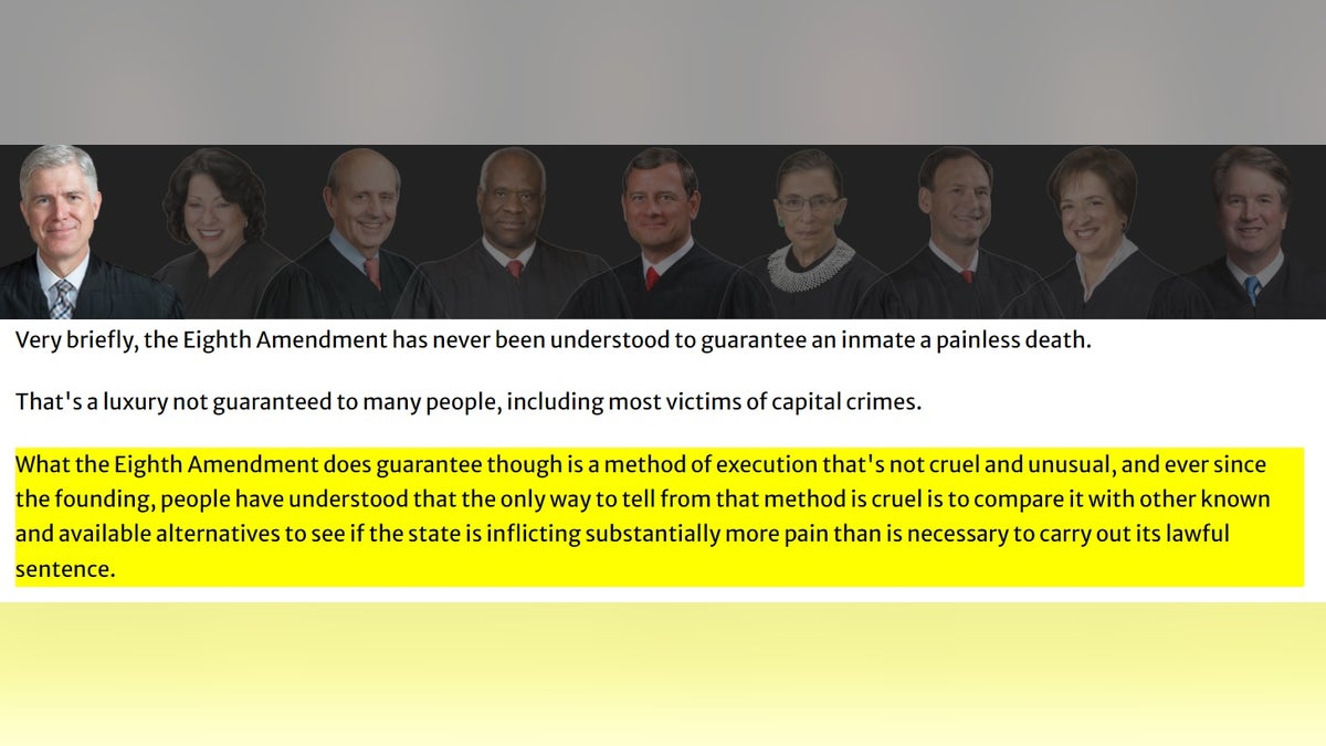 Snippet of Supreme Court Justice Neil Gorsuch's reading of the U.S. Supreme Court's decision in Bucklew v Precythe in 2019.