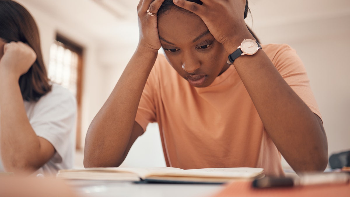 Girl stressed at school