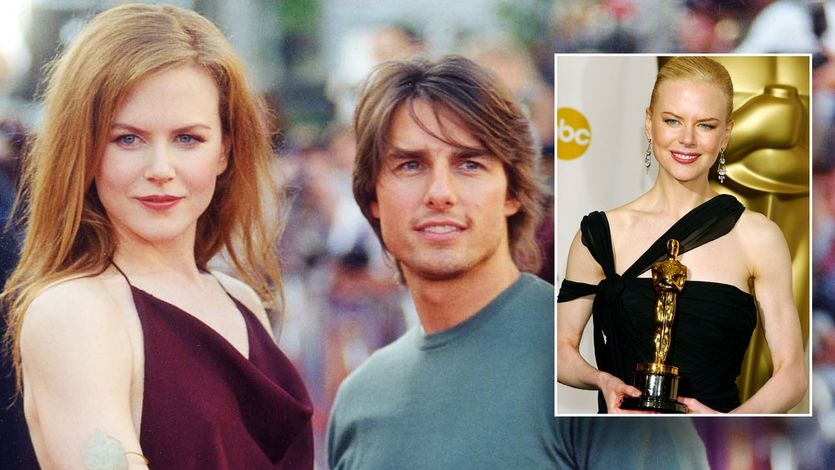 Tom Cruise and Nicole Kidman with inset of her at Oscars