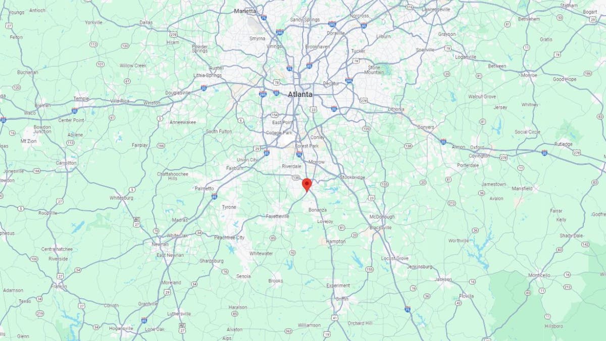 A Google Maps image pinpoints the scene where a 78-year-old man died during a heavy storm in Georgia on Tuesday.