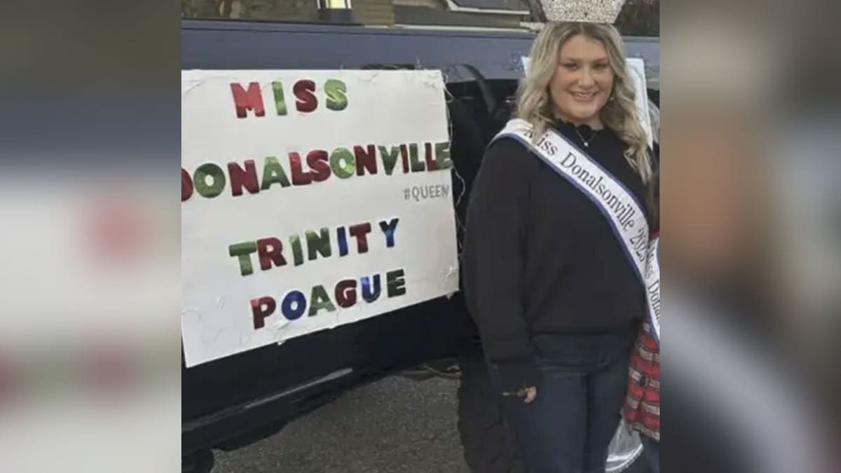 Poague with pageant ribbon
