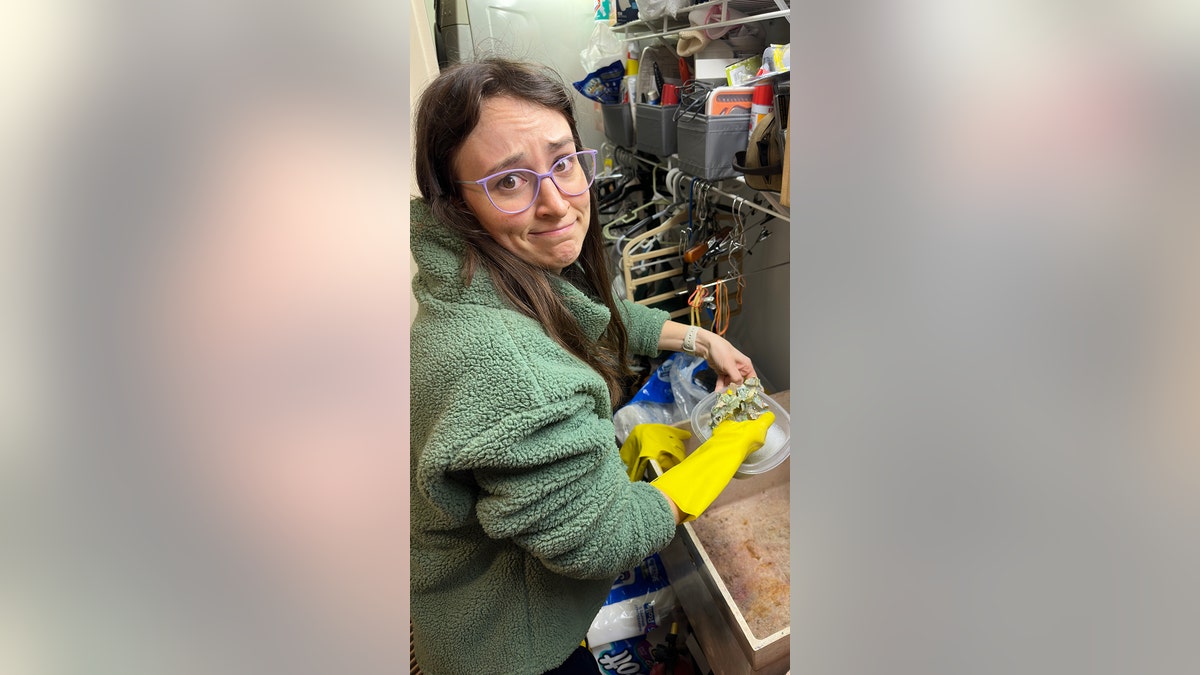 woman cleaning eaten money