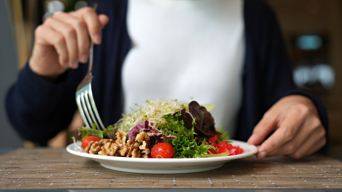 Eating salad