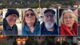 New Hampshire voters over aerial view of Manchester