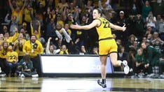 Iowa's Caitlin Clark sinks buzzer-beater from half-court logo to push Hawkeyes past Michigan State