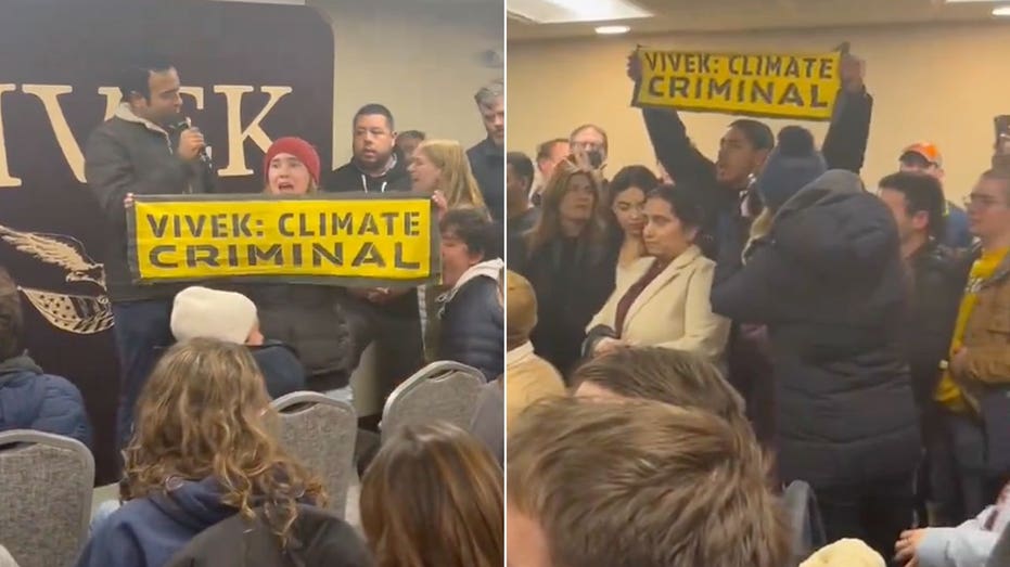 Climate protesters disrupt Ramaswamy town hall in Iowa