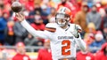 Cleveland Browns quarterback Johnny Manziel (2) throws a pass during the game between the Cleveland Browns and the Kansas City Chiefs at Arrowhead Stadium in Kansas City, MO.