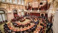 The New York state Senate meets in the Senate Chamber on the opening day of the legislative session at the state Capitol in Albany, N.Y., on Jan. 8, 2020.