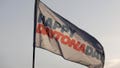 A general view of a "HAPPY DAYTONA DAY" flag during the NASCAR Cup Series 65th Annual Daytona 500 at Daytona International Speedway on February 19, 2023 in Daytona Beach, Florida.