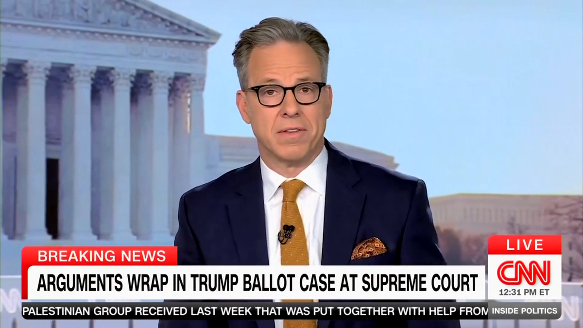 Trump was speaking about the Supreme Court ballot hearing from his Palm Beach, Florida home but CNN’s Jake Tapper quickly cut away from the former president began criticizing the Biden administration. 