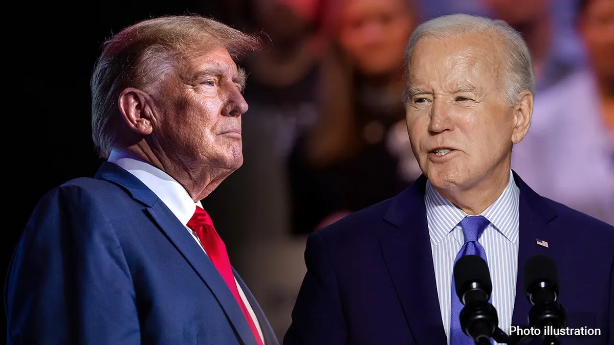 O ex-presidente Donald Trump, à esquerda, e o presidente Joe Biden, à direita.