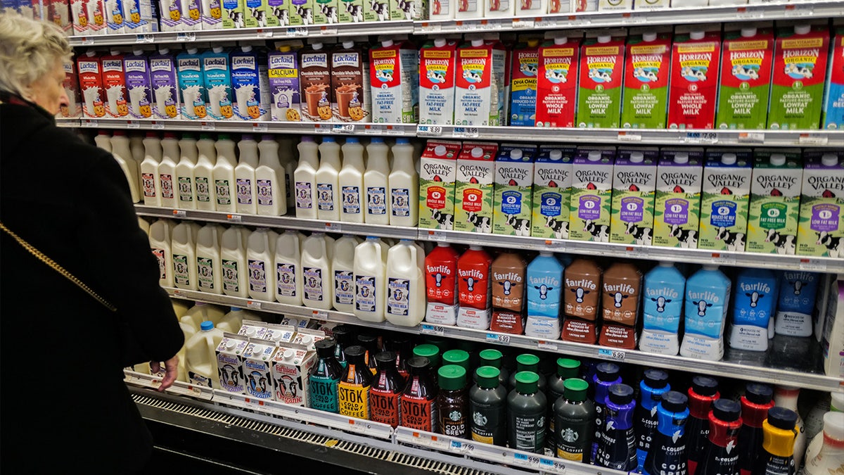 Milk options at a grocery store