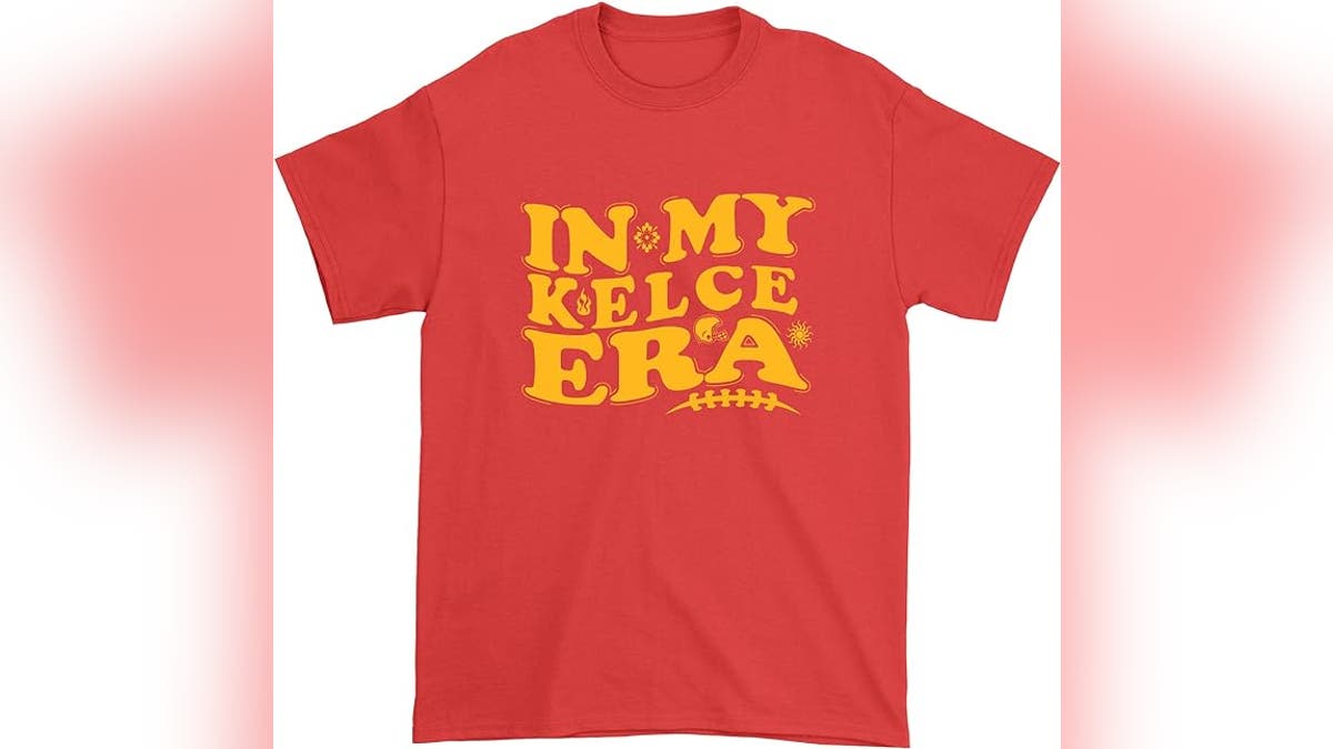 Show some love for Travis Kelce and T-Swift, all in one shirt. 
